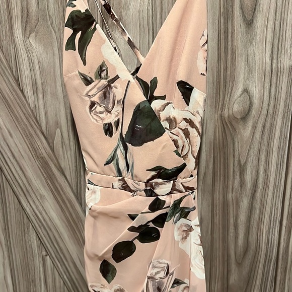 Fame and Partners Deco Siren Strappy Open Back Thigh Slit Maxi Dress Rose Floral - Picture 2 of 10